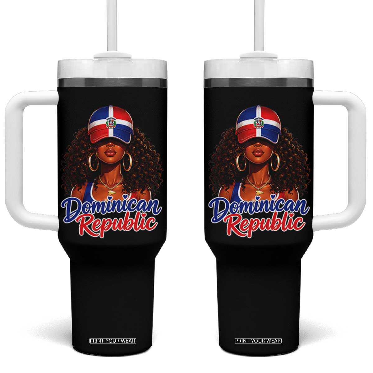 Dominican Republic Princess Tumbler With Handle Melanin Afro Girl Heritage Gift for Black Girls TS10 One Size: 40 oz Black Print Your Wear