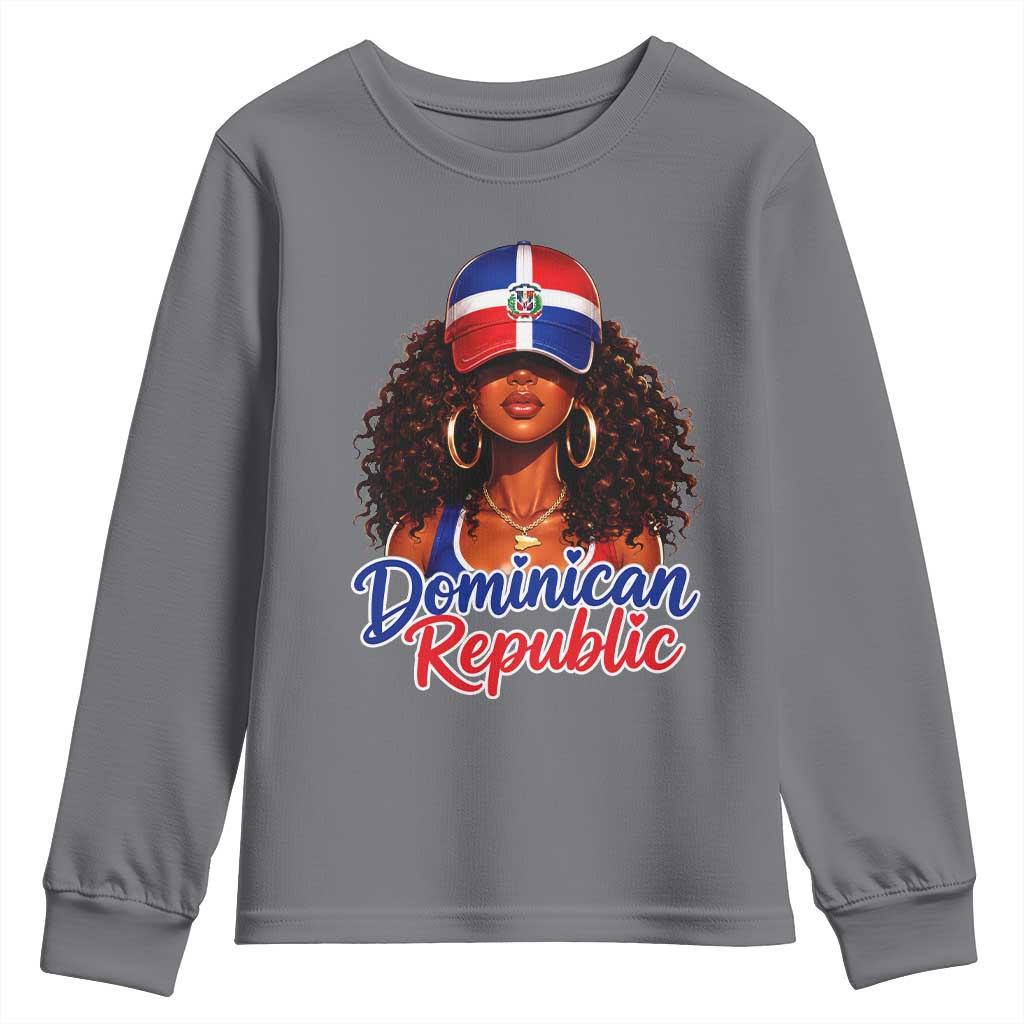 Dominican Republic Princess Youth Sweatshirt Melanin Afro Girl Heritage Gift for Black Girls TS10 Charcoal Print Your Wear