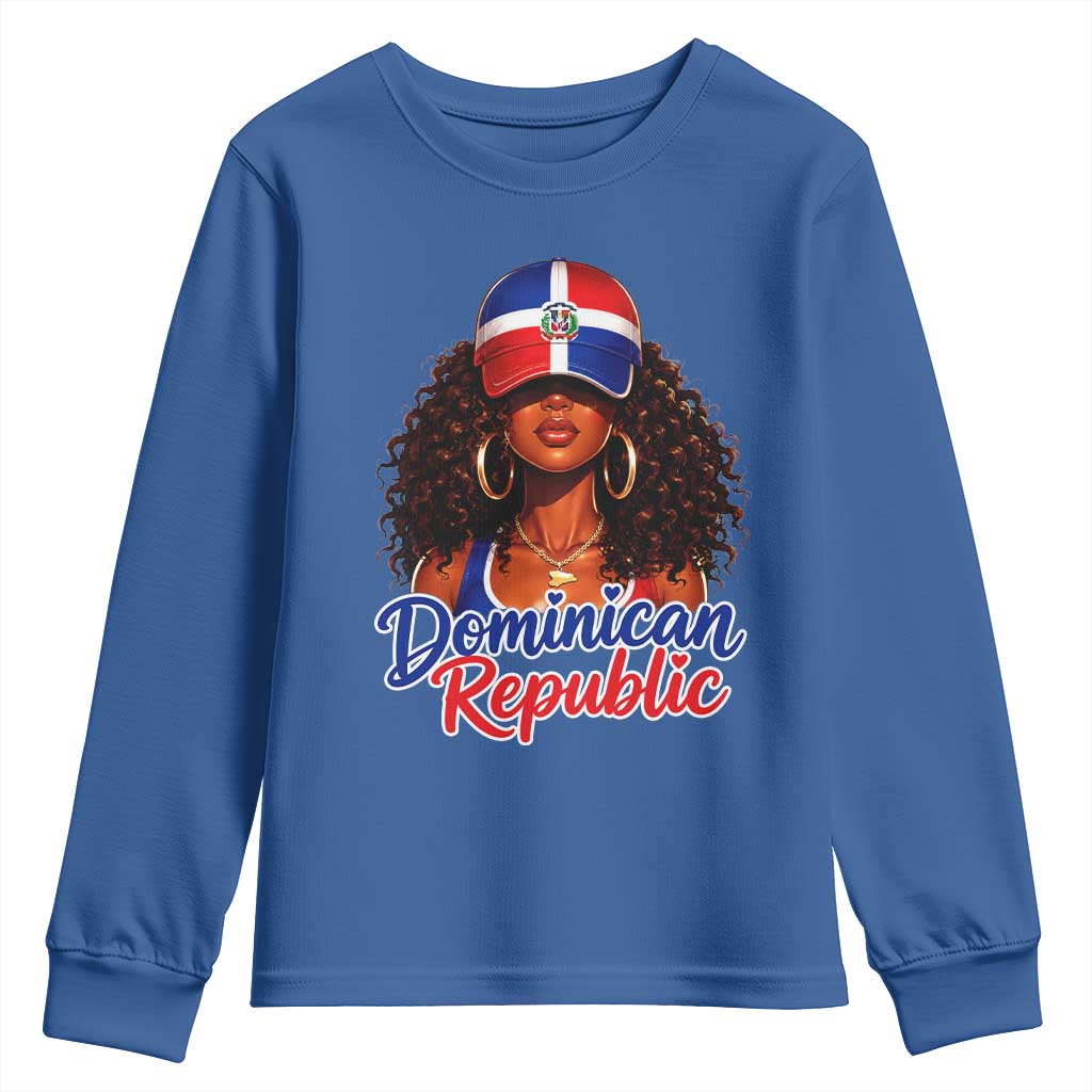 Dominican Republic Princess Youth Sweatshirt Melanin Afro Girl Heritage Gift for Black Girls TS10 Royal Blue Print Your Wear