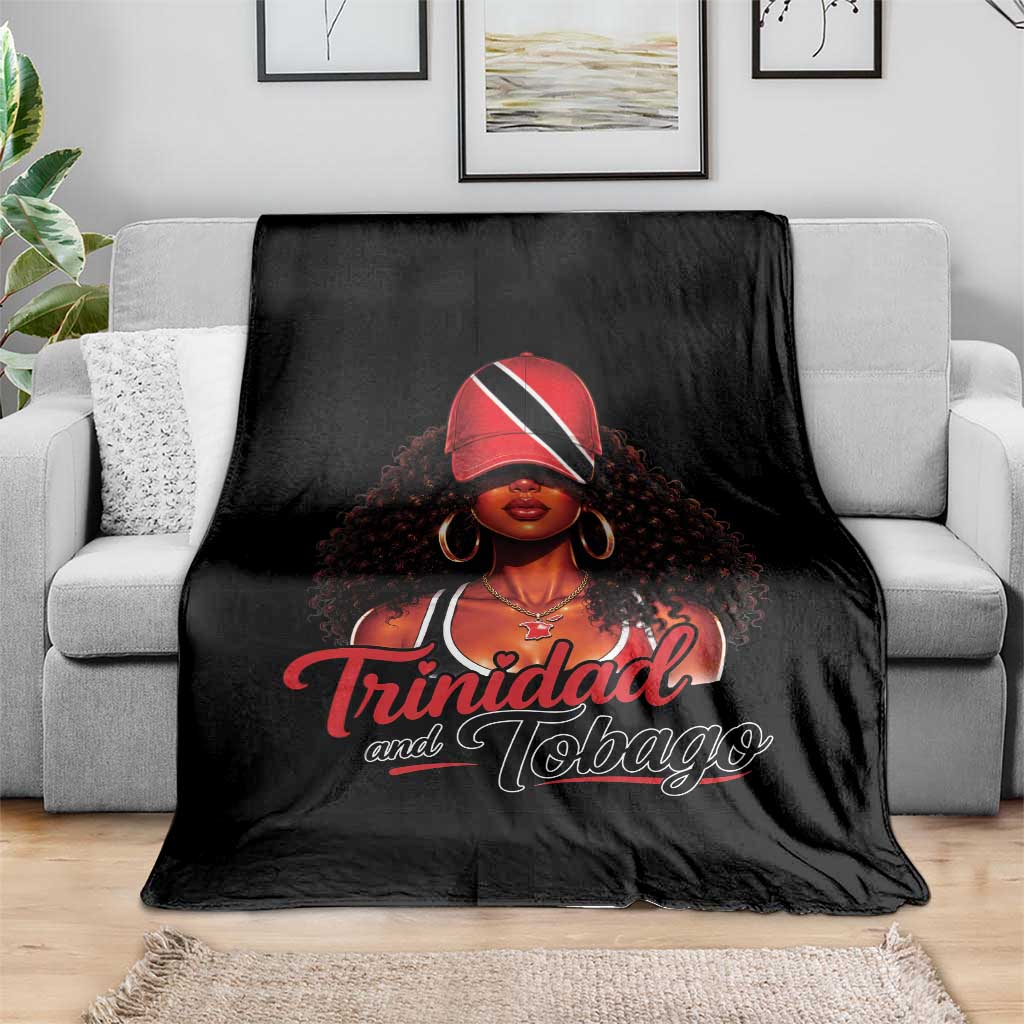 Trinidad and Tobago Afro Girl Throw Blanket Trini Black Queen Caribbean Pride Heritage Gift TS10 Print Your Wear
