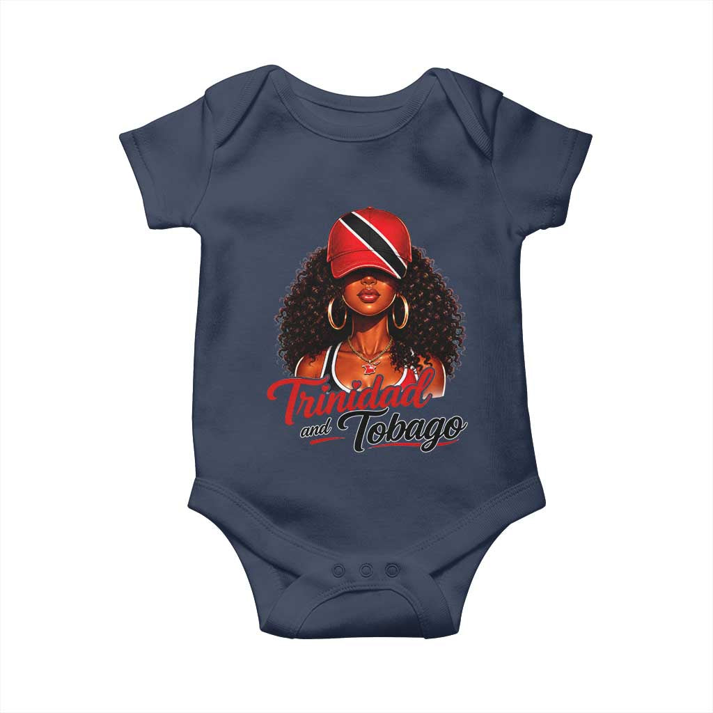 Trinidad and Tobago Afro Girl Baby Onesie Trini Black Queen Caribbean Pride Heritage Gift TS10 Navy Print Your Wear