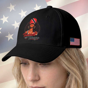 Trinidad and Tobago Afro Girl Baseball Cap Trini Black Queen Caribbean Pride Heritage Gift TS10 Print Your Wear