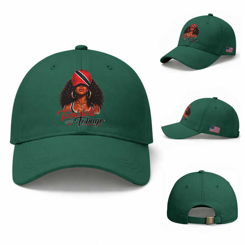 Trinidad and Tobago Afro Girl Baseball Cap Trini Black Queen Caribbean Pride Heritage Gift TS10 Baseball Cap Universal Fit Irish Green Print Your Wear