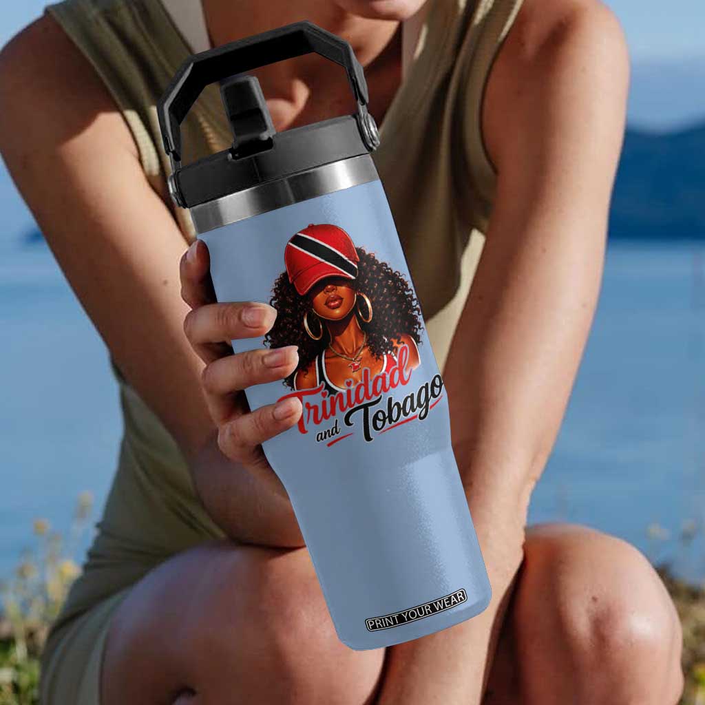 Trinidad and Tobago Afro Girl Flip Straw Tumbler Trini Black Queen Caribbean Pride Heritage Gift TS10 One Size: 30 oz Light Blue Print Your Wear