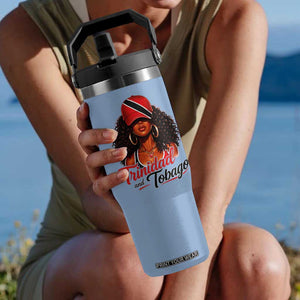 Trinidad and Tobago Afro Girl Flip Straw Tumbler Trini Black Queen Caribbean Pride Heritage Gift TS10 One Size: 30 oz Light Blue Print Your Wear