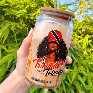 Trinidad and Tobago Afro Girl Glass Can Trini Black Queen Caribbean Pride Heritage Gift TS10 Black Print Your Wear