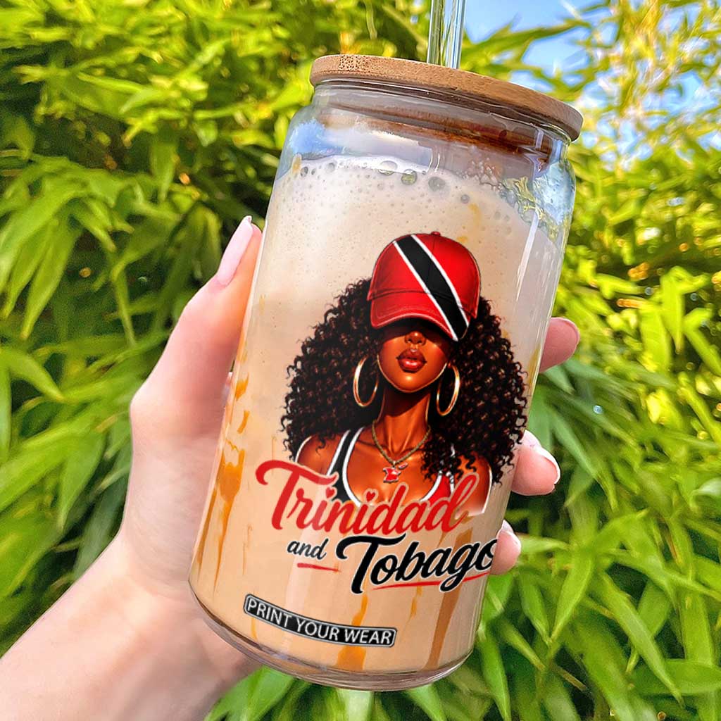 Trinidad and Tobago Afro Girl Glass Can Trini Black Queen Caribbean Pride Heritage Gift TS10 Black Print Your Wear