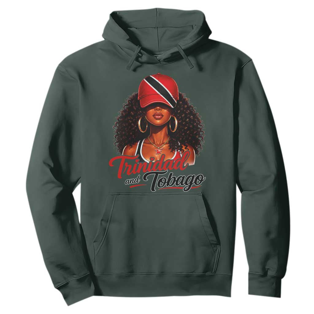 Trinidad and Tobago Afro Girl Hoodie Trini Black Queen Caribbean Pride Heritage Gift TS10 Dark Forest Green Print Your Wear