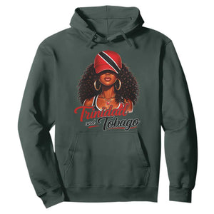 Trinidad and Tobago Afro Girl Hoodie Trini Black Queen Caribbean Pride Heritage Gift TS10 Dark Forest Green Print Your Wear