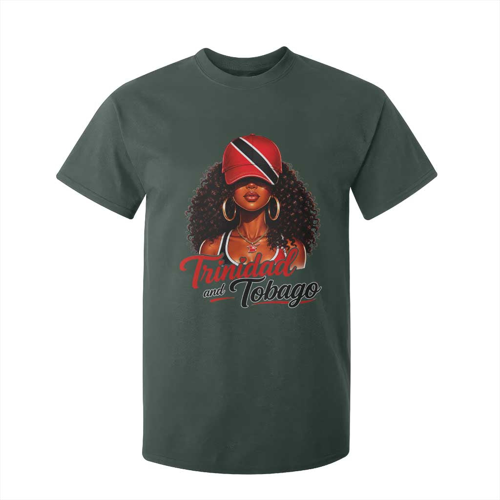 Trinidad and Tobago Afro Girl T Shirt For Kid Trini Black Queen Caribbean Pride Heritage Gift TS10 Dark Forest Green Print Your Wear