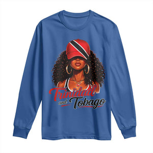 Trinidad and Tobago Afro Girl Long Sleeve Shirt Trini Black Queen Caribbean Pride Heritage Gift TS10 Royal Blue Print Your Wear