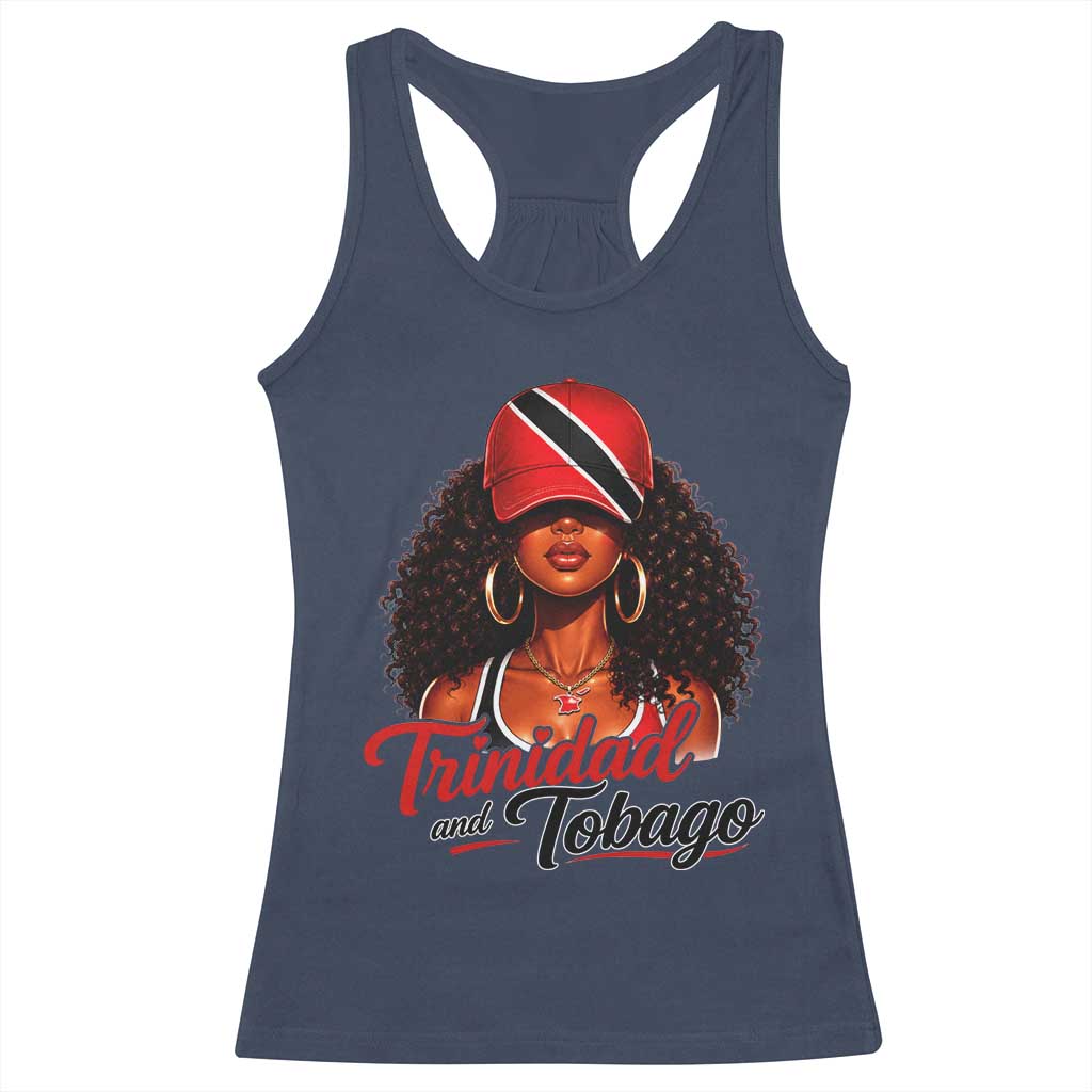 Trinidad and Tobago Afro Girl Racerback Tank Top Trini Black Queen Caribbean Pride Heritage Gift TS10 Navy Print Your Wear