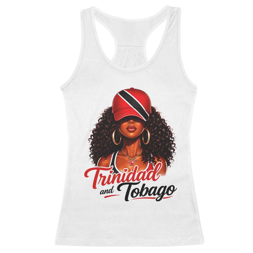 Trinidad and Tobago Afro Girl Racerback Tank Top Trini Black Queen Caribbean Pride Heritage Gift TS10 White Print Your Wear