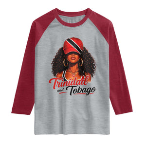 Trinidad and Tobago Afro Girl Raglan Shirt Trini Black Queen Caribbean Pride Heritage Gift TS10 Heather Gray Heather Red Print Your Wear