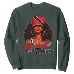 Trinidad and Tobago Afro Girl Sweatshirt Trini Black Queen Caribbean Pride Heritage Gift TS10 Dark Forest Green Print Your Wear