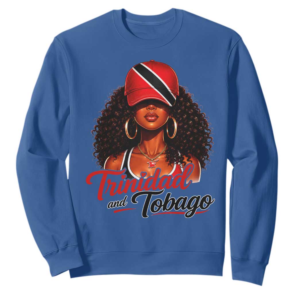 Trinidad and Tobago Afro Girl Sweatshirt Trini Black Queen Caribbean Pride Heritage Gift TS10 Royal Blue Print Your Wear
