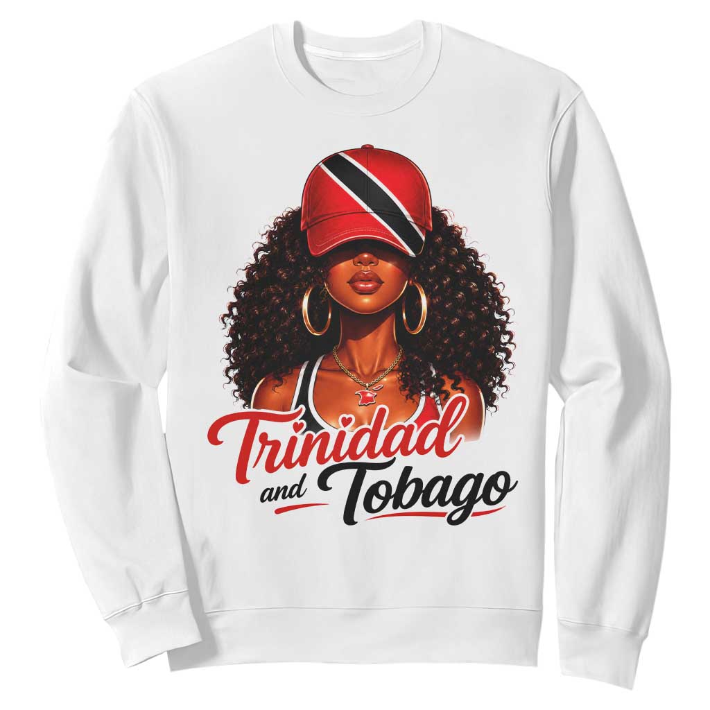 Trinidad and Tobago Afro Girl Sweatshirt Trini Black Queen Caribbean Pride Heritage Gift TS10 White Print Your Wear
