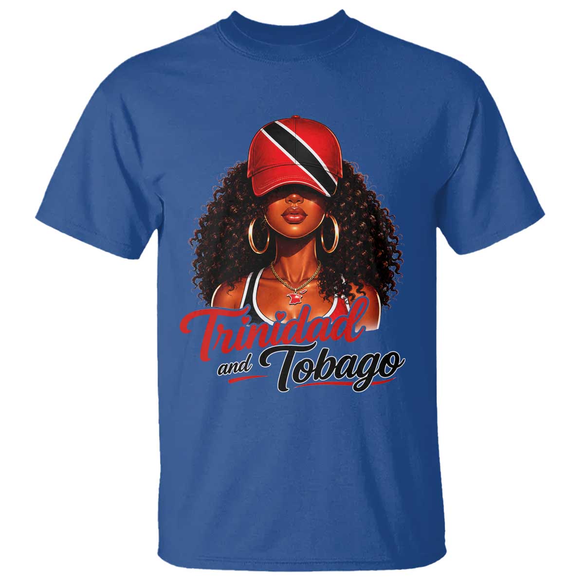 Trinidad and Tobago Afro Girl T Shirt Trini Black Queen Caribbean Pride Heritage Gift TS10 Royal Blue Print Your Wear