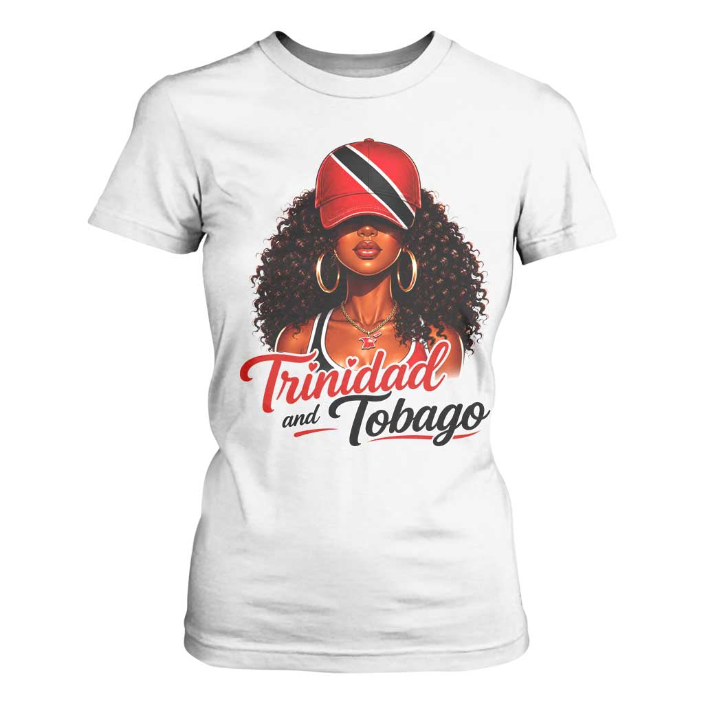 Trinidad and Tobago Afro Girl T Shirt For Women Trini Black Queen Caribbean Pride Heritage Gift TS10 White Print Your Wear