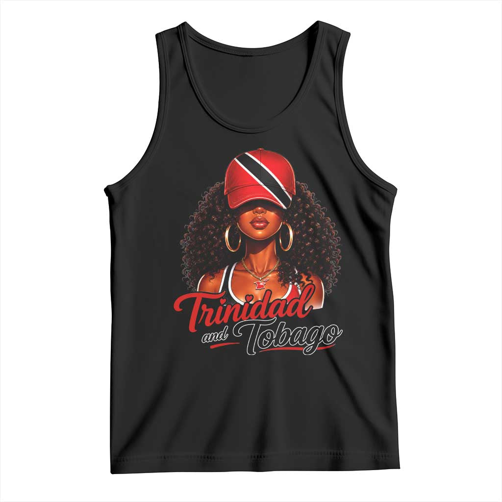 Trinidad and Tobago Afro Girl Tank Top Trini Black Queen Caribbean Pride Heritage Gift TS10 Black Print Your Wear