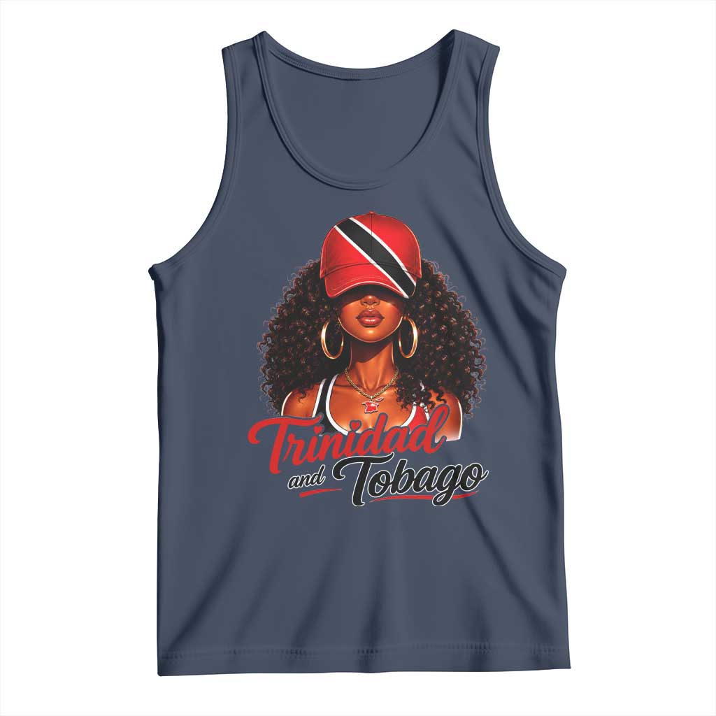 Trinidad and Tobago Afro Girl Tank Top Trini Black Queen Caribbean Pride Heritage Gift TS10 Navy Print Your Wear