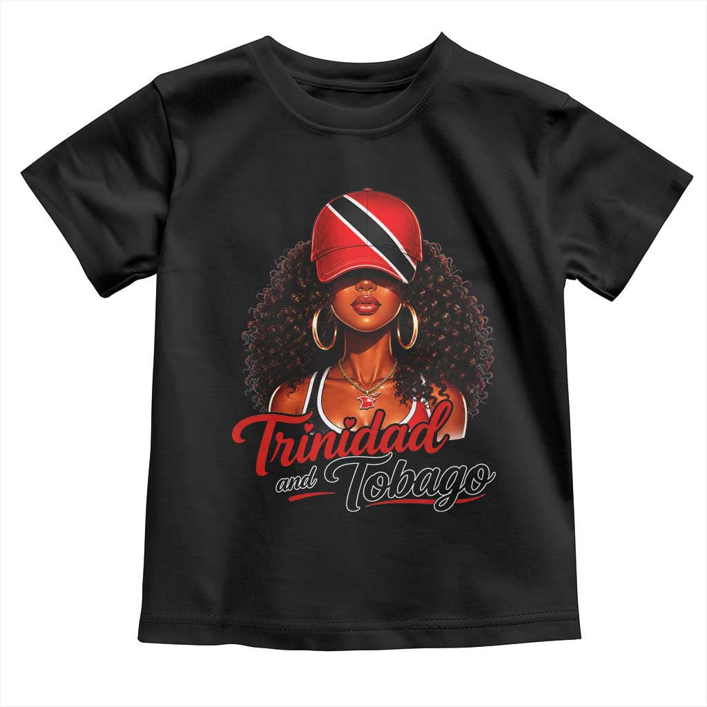 Trinidad and Tobago Afro Girl Toddler T Shirt Trini Black Queen Caribbean Pride Heritage Gift TS10 Black Print Your Wear