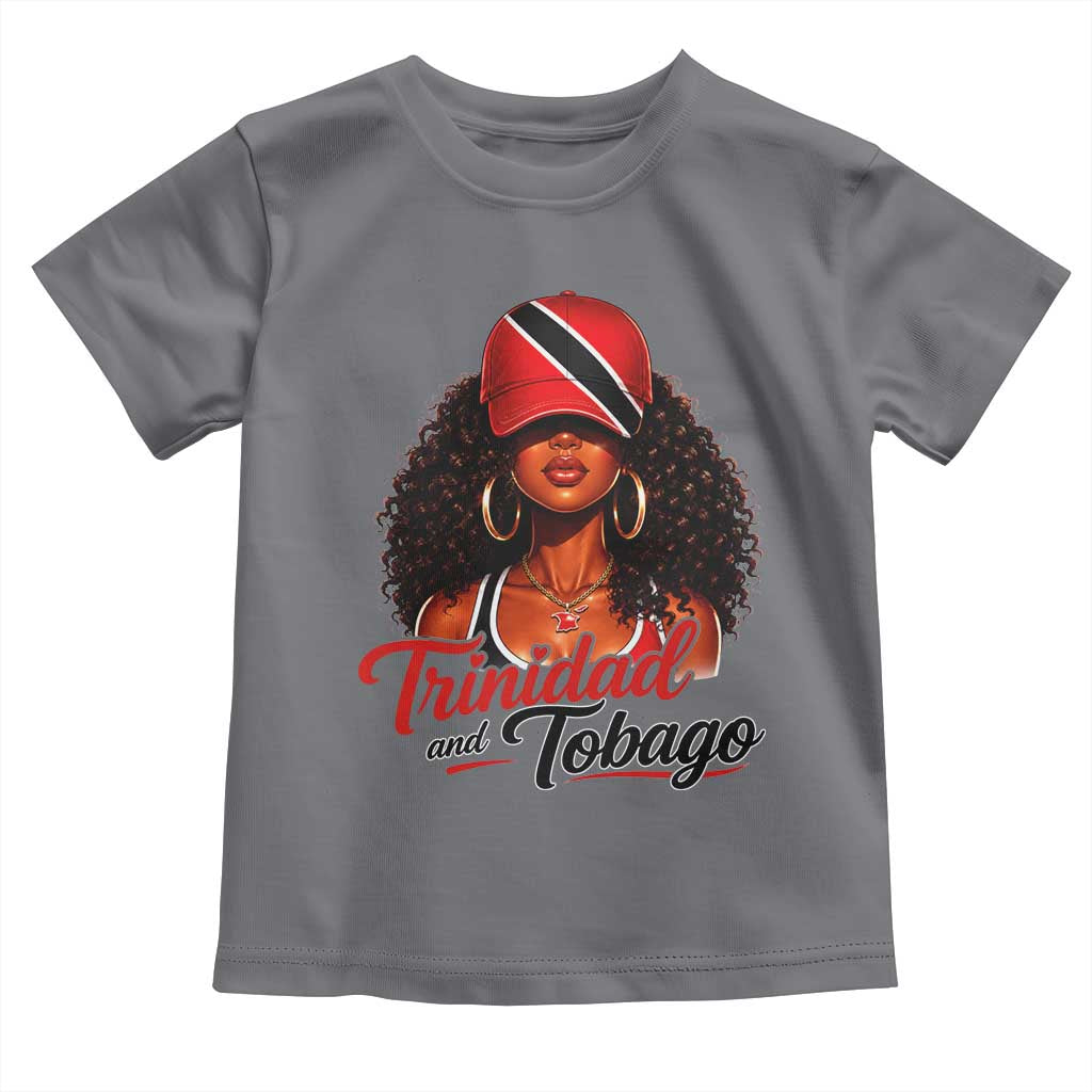 Trinidad and Tobago Afro Girl Toddler T Shirt Trini Black Queen Caribbean Pride Heritage Gift TS10 Charcoal Print Your Wear