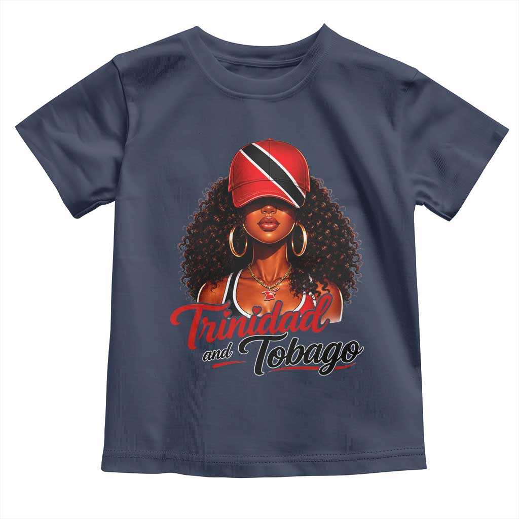 Trinidad and Tobago Afro Girl Toddler T Shirt Trini Black Queen Caribbean Pride Heritage Gift TS10 Navy Print Your Wear