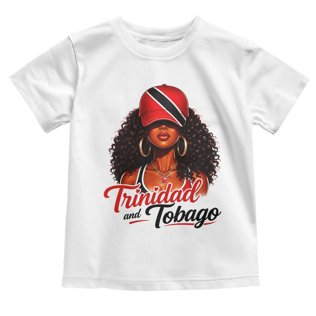 Trinidad and Tobago Afro Girl Toddler T Shirt Trini Black Queen Caribbean Pride Heritage Gift TS10 White Print Your Wear