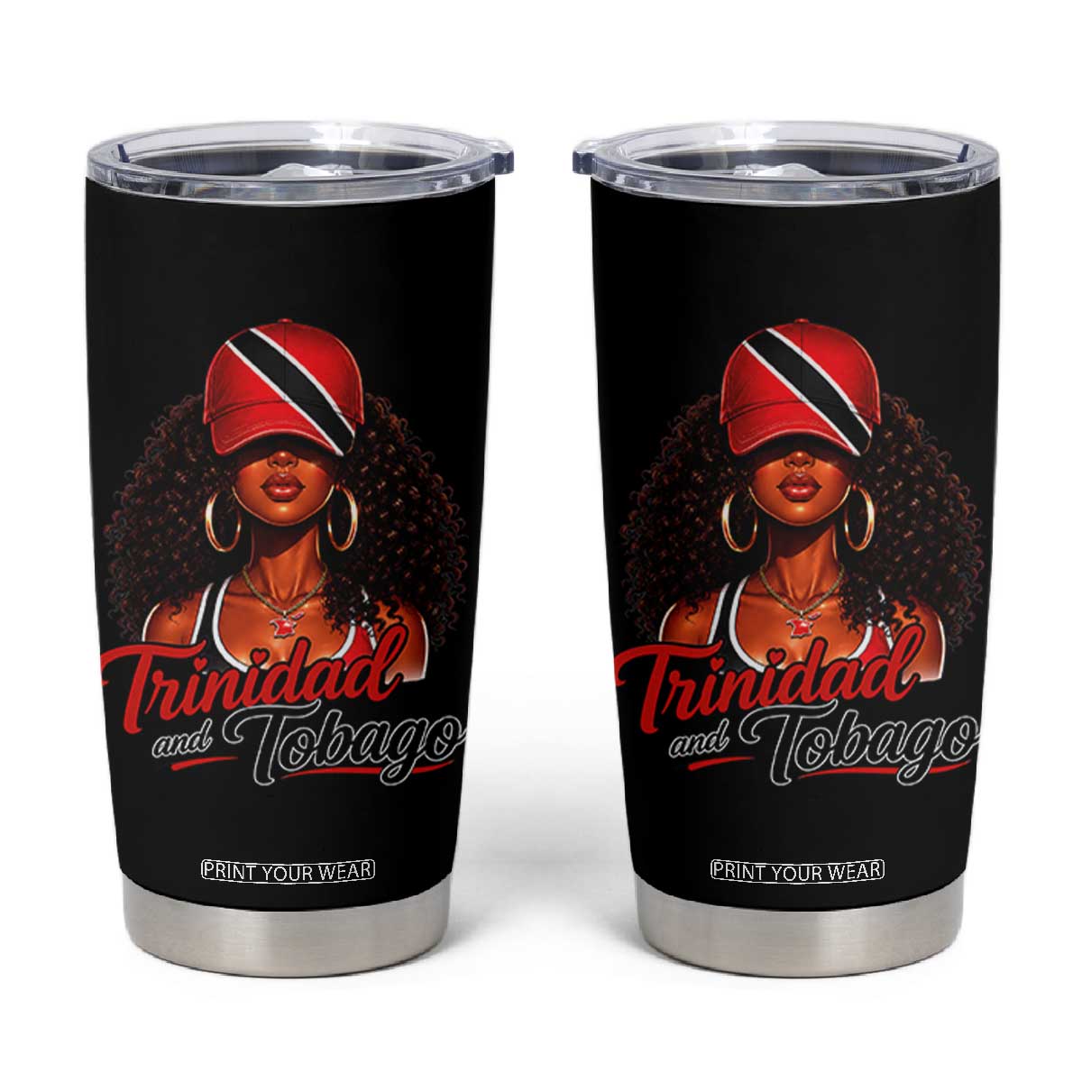 Trinidad and Tobago Afro Girl Tumbler Cup Trini Black Queen Caribbean Pride Heritage Gift TS10 Black Print Your Wear