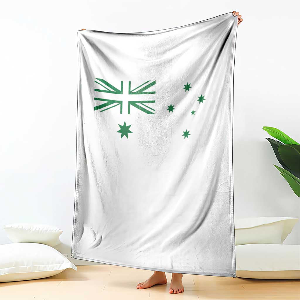 Green Australian Flag Throw Blanket Australia Patriotic Country Pride Monochrome Minimalist Graphic