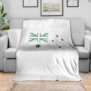 Green Australian Flag Throw Blanket Australia Patriotic Country Pride Monochrome Minimalist Graphic