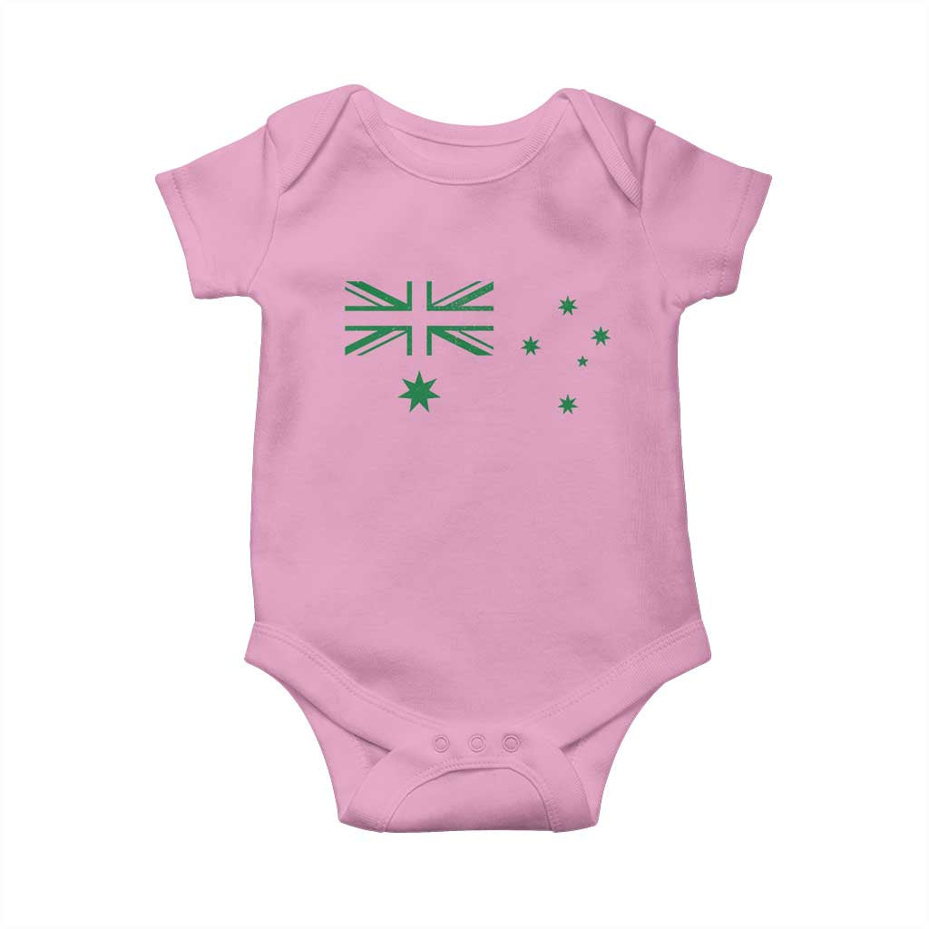 Green Australian Flag Baby Onesie Australia Patriotic Country Pride Monochrome Minimalist Graphic