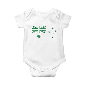 Green Australian Flag Baby Onesie Australia Patriotic Country Pride Monochrome Minimalist Graphic