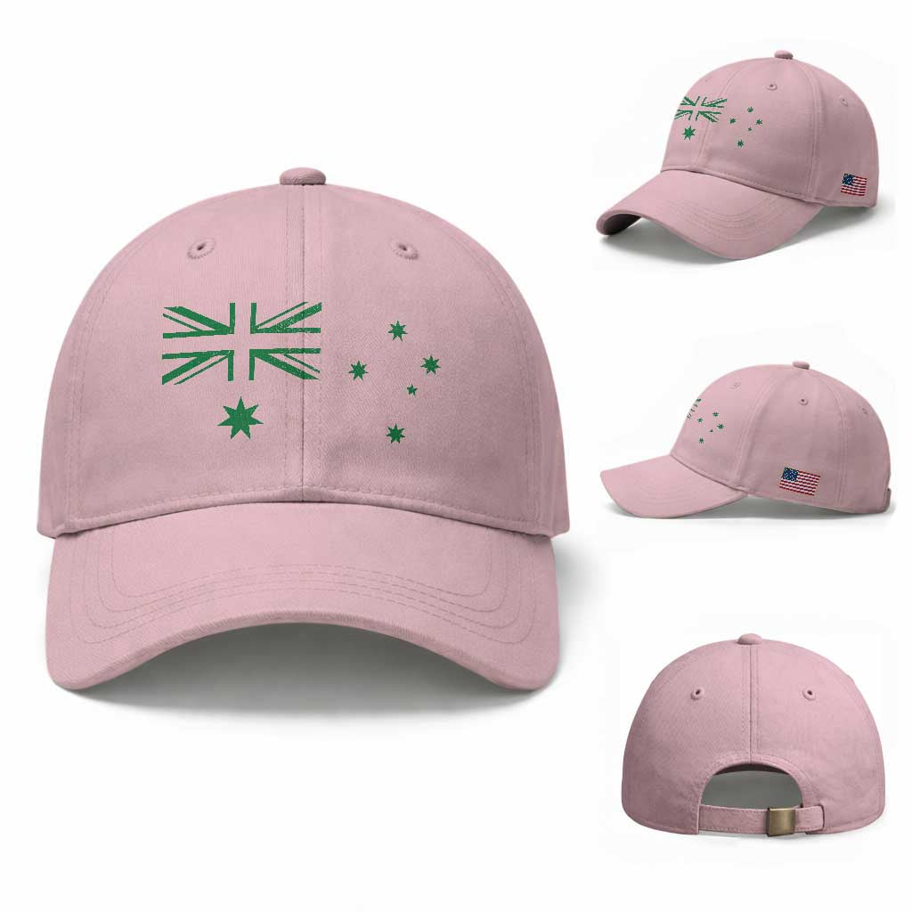 Green Australian Flag Baseball Cap Australia Patriotic Country Pride Monochrome Minimalist Graphic