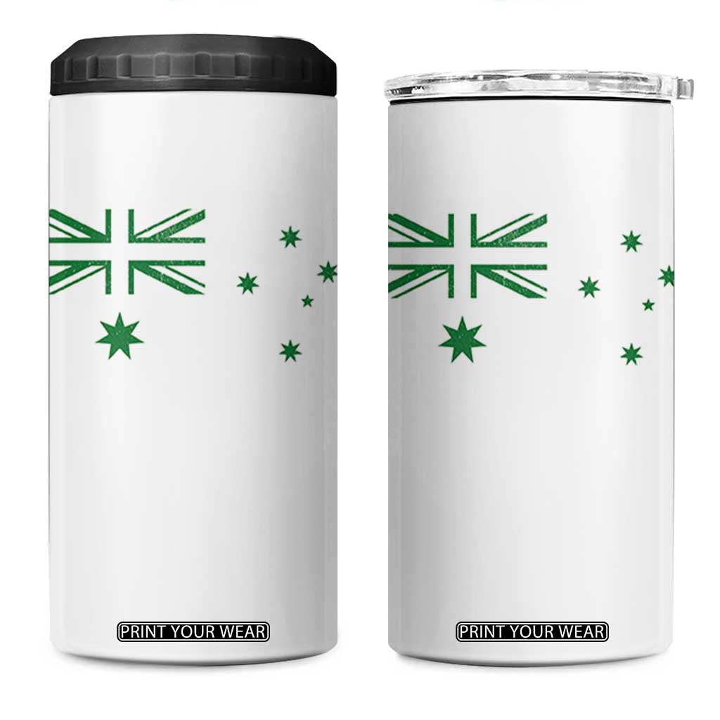 Green Australian Flag 4 in 1 Can Cooler Tumbler Australia Patriotic Country Pride Monochrome Minimalist Graphic