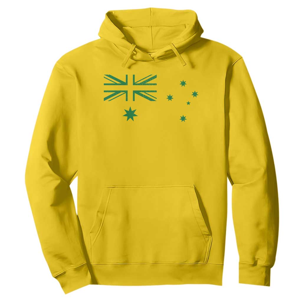 Green Australian Flag Hoodie Australia Patriotic Country Pride Monochrome Minimalist Graphic