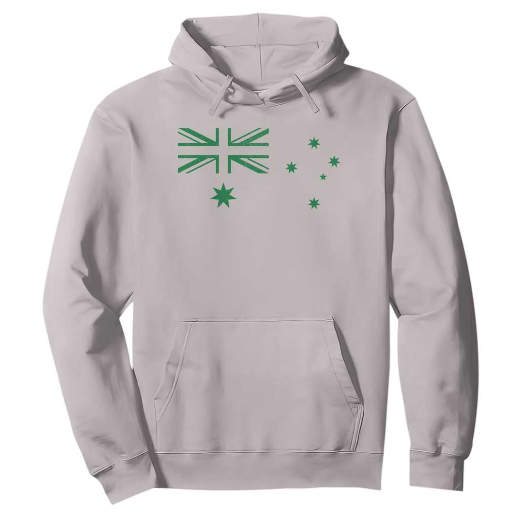 Green Australian Flag Hoodie Australia Patriotic Country Pride Monochrome Minimalist Graphic