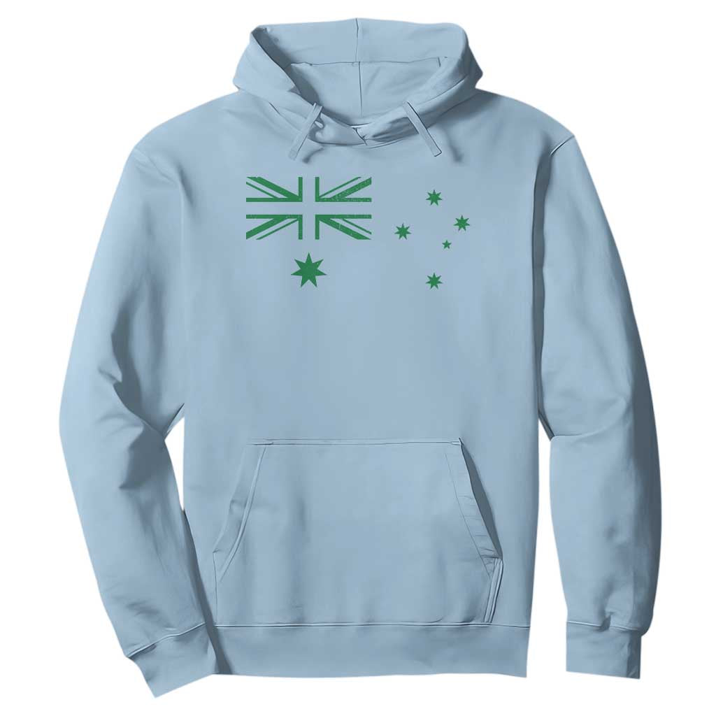 Green Australian Flag Hoodie Australia Patriotic Country Pride Monochrome Minimalist Graphic
