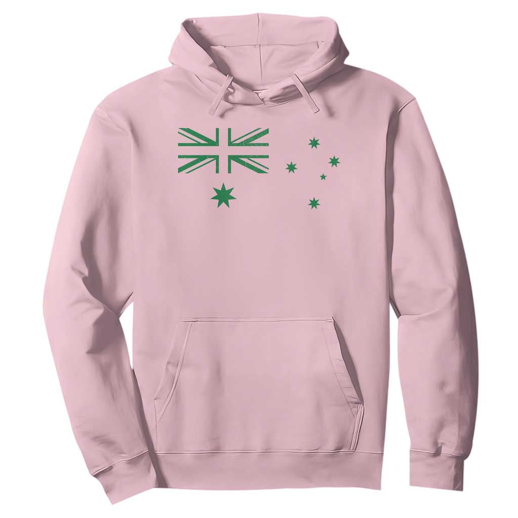 Green Australian Flag Hoodie Australia Patriotic Country Pride Monochrome Minimalist Graphic