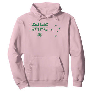 Green Australian Flag Hoodie Australia Patriotic Country Pride Monochrome Minimalist Graphic