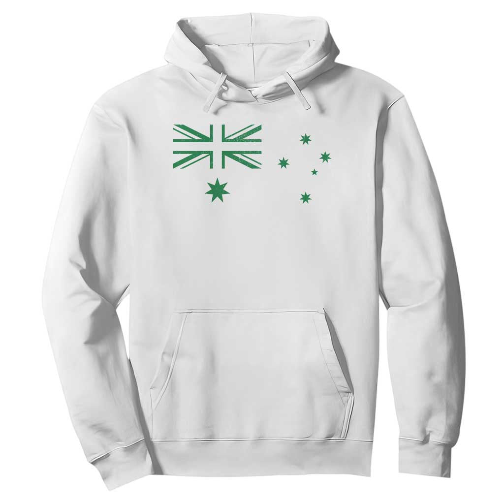 Green Australian Flag Hoodie Australia Patriotic Country Pride Monochrome Minimalist Graphic