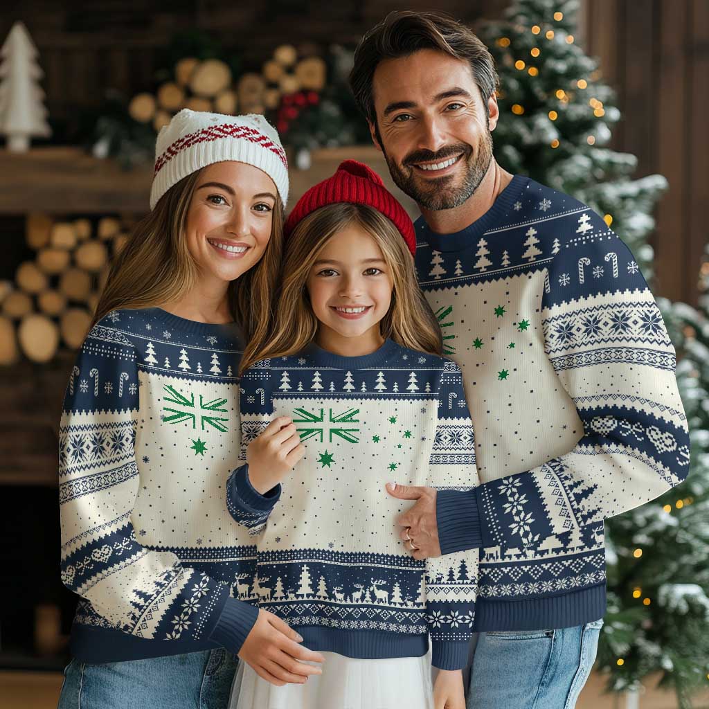 Green Australian Flag Ugly Christmas Sweater Australia Patriotic Country Pride Monochrome Minimalist Graphic