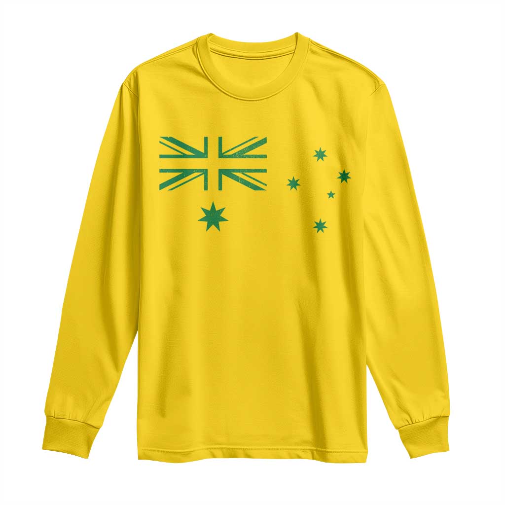Green Australian Flag Long Sleeve Shirt Australia Patriotic Country Pride Monochrome Minimalist Graphic TS10 Daisy Print Your Wear