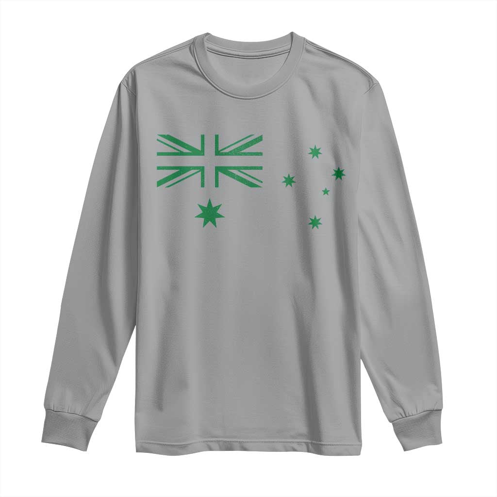 Green Australian Flag Long Sleeve Shirt Australia Patriotic Country Pride Monochrome Minimalist Graphic