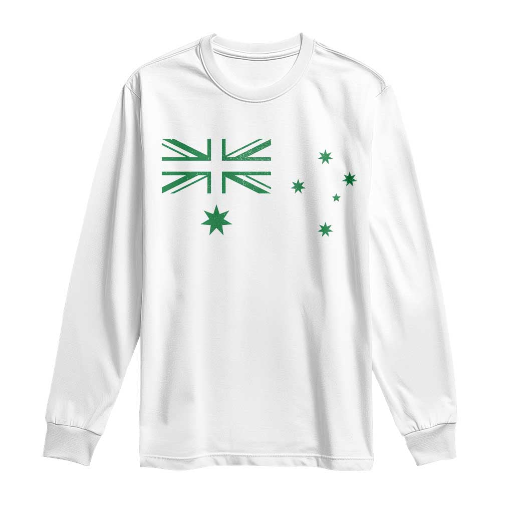 Green Australian Flag Long Sleeve Shirt Australia Patriotic Country Pride Monochrome Minimalist Graphic