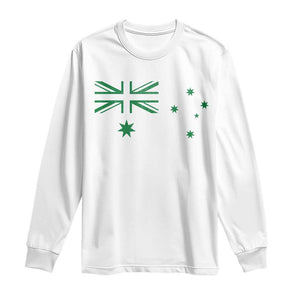 Green Australian Flag Long Sleeve Shirt Australia Patriotic Country Pride Monochrome Minimalist Graphic
