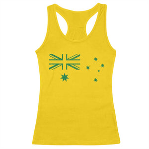 Green Australian Flag Racerback Tank Top Australia Patriotic Country Pride Monochrome Minimalist Graphic