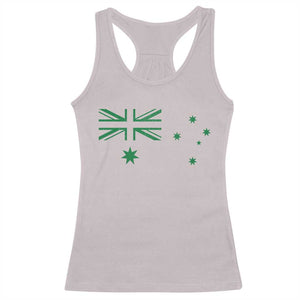 Green Australian Flag Racerback Tank Top Australia Patriotic Country Pride Monochrome Minimalist Graphic