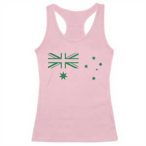 Green Australian Flag Racerback Tank Top Australia Patriotic Country Pride Monochrome Minimalist Graphic